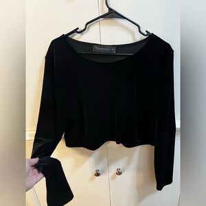 Foxblood Velvet Long Sleeve Crop Top